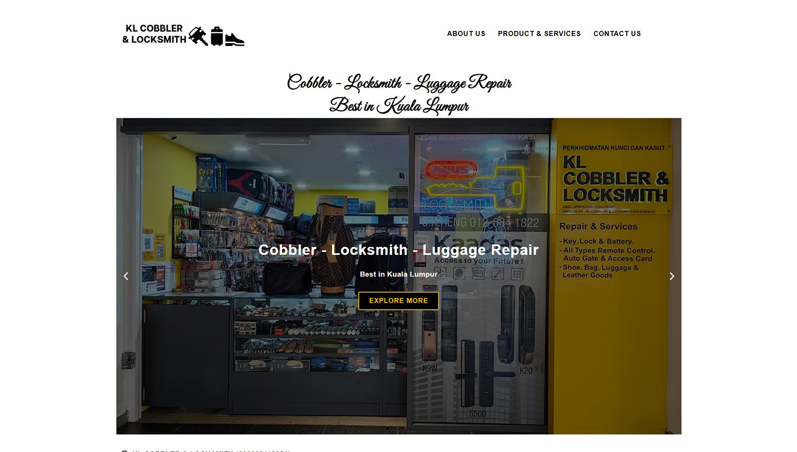 KL Cobbler Locksmith website